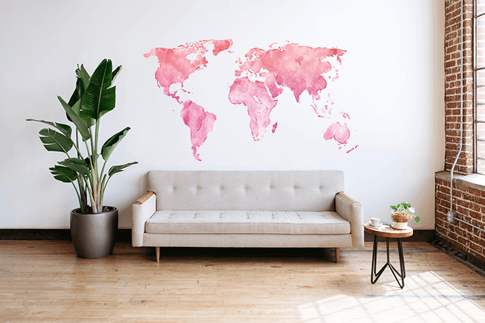 Living room wall print by digital wall printer
